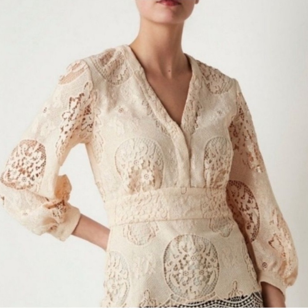 Maje Lalou guipure cream lace blouse